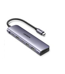 Bộ chuyển đổi USB-C sang 2*USB 3.0+USB-c+HDMI+SD&amp;TF+PD màu xám Ugreen (15214)