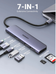 Bộ chuyển đổi USB-C sang 2*USB 3.0+USB-c+HDMI+SD&amp;TF+PD màu xám Ugreen (15214)