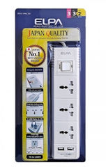 Ổ cắm điện ELPA ESU-VNC33 3 ổ điện, 1 công tắc, 3m, 2xUSB