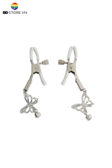 BDT731 - Kẹp núm vú hình bướm trắng có nấc điều chỉnh dài 8.5cm
