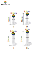 BDT1067 - Dương vật giả có bìu silicon và gân nhỏ kèm 4 kích cỡ