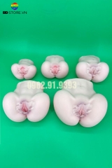 BDT443 - Mông giả silicon nguyên khối với 2 lỗ âm đạo và hậu môn