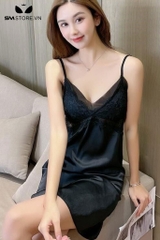 SMS061 - Váy ngủ 2 dây quyến rũ với ren viền lưng xuyên thấu gợi cảm