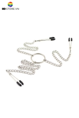 BDT284 - Kẹp âm vật và ti 3 đầu với dây xích kim loại dài 29cm