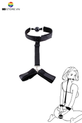BDT633 - Đồ chơi với miệng ball gag silicon kèm còng tay dài 55cm