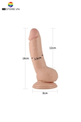BDT1774 - Dương vật giả Lovetoy silicon mềm có đế hít tường dài 18cm