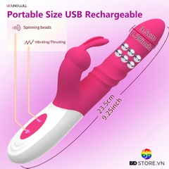 BDT2351 - Máy rung tai thỏ đầu dương vật sạc điện dài 23.5cm