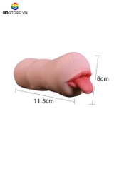 BDT1082 - Âm đạo giả giá rẻ 2 đầu miệng có lưỡi silicon mềm