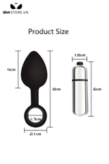 SMT1689 - Anal plug silicon hậu môn dài 8cm mix thanh rung mini