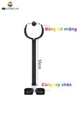 BDT633 - Đồ chơi với miệng ball gag silicon kèm còng tay dài 55cm