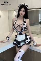 SMS886 - Váy ngủ cosplay bò sữa quyến rũ với váy siêu ngắn gợi cảm