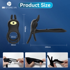 SMT1130 - Vòng rung tai thỏ silicon đeo dương vật mix dildo có 10 chế độ