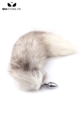 SMT287 - butt plug đuôi cáo màu trắng lông xù dài 48cm