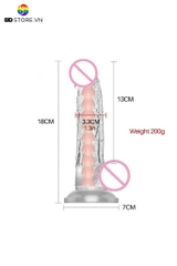 BDT1784 - Dương vật giả trong suốt silicon có khớp bẻ cong dài 13cm