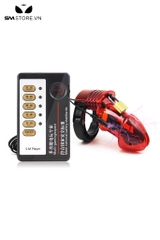 SMT2472 - Khóa dương vật kích điện bằng nhựa kèm sốc điện