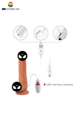 BDT1281 - Dương vật giả tỏa nhiệt điều khiển bằng nút bấm có dây và sạc điện