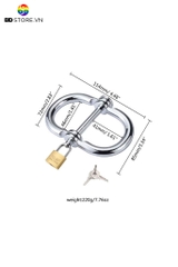 BDT269 - Còng tay tình yêu inox hình chữ D úp kèm ổ khóa có 4 kích cỡ
