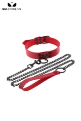 SMT2494 - xích cổ SM với chất liệu da có thiết kế dây kéo màu đen