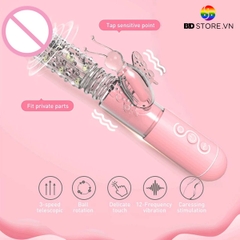 BDT1054 - Máy rung thụt 2 đầu dương vật và con bướm sạc điện