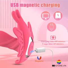 BDT1815 - Máy rung đầu dương vật có đế con bướm sạc điện dài 151mm