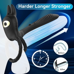 SMT1130 - Vòng rung tai thỏ silicon đeo dương vật mix dildo có 10 chế độ