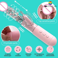 BDT1054 - Máy rung thụt 2 đầu dương vật và con bướm sạc điện