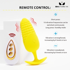 SMT1724 - Butt plugs hình bắp ngô điều khiển từ xa dài 10.5cm