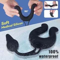 BDT1057 - Vòng rung đeo dương vật mix butt plug điều khiển từ xa sạc điện