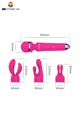 BDT111 - Chày rung silicon có đầu thay thế dài 19cm sạc điện và sưởi ấm