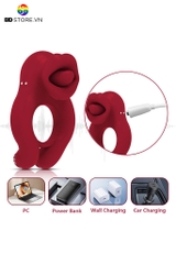 BDT1245 - Vòng rung tình yêu cao cấp mix lưỡi liếm sạc điện dài 10cm