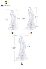BDT1350 - Dương vật giả uốn cong trong suốt silicon có 3 size