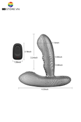 BDT1507 - Sex anal plug thiết kế dáng cong đế chữ T có 16 tần số rung