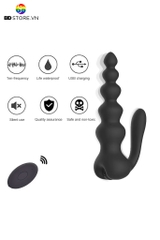 BDT1565 - Anal beads silicon điều khiển từ xa có 10 tần số dài 16cm