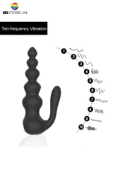 BDT1565 - Anal beads silicon điều khiển từ xa có 10 tần số dài 16cm