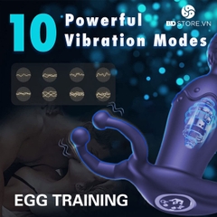 BDT1589 - Máy rung hậu môn nam với chuỗi 4 tầng hạt mix vòng hở đeo cu