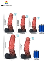 BDT1764 - Dương vật giả khủng có gai và bìu silicon mềm dẻo kèm 5 size