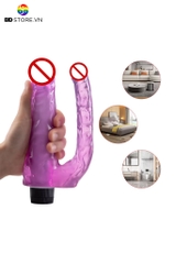 BDT1806 - Dương vật giả silicon mềm 2 đầu có rung dài 22cm