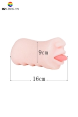 BDT1946 - Âm đạo silicon 2 đầu có miệng lè lưỡi và răng đường gân rãnh trong