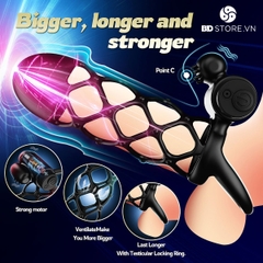 BDT2027 - Vòng đeo dương vật rung mix dương vật rỗng điều khiển xa