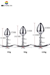 BDT2505 - Butplug thân cổ chuỗi hạt uốn cong và ren xoáy tháo rời