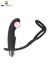 BDT2599 - Vòng rung đeo gốc dương vật mix butt plug cong có 10 chế độ