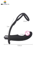 BDT2599 - Vòng rung đeo gốc dương vật mix butt plug cong có 10 chế độ