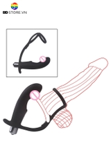 BDT2599 - Vòng rung đeo gốc dương vật mix butt plug cong có 10 chế độ
