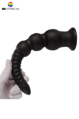 BDT2865 - Butt plug long dạng gờ xoắn ốc và chuỗi hạt phân cấp đế dính tường