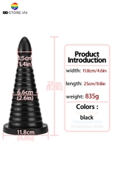 BDT2930 - Extra long anal plug thiết kế hình nón xếp tầng đế dính tường dài 25cm