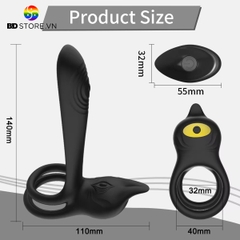 BDT3114 - Vòng rung tình yêu cao cấp mix thanh kích thích hậu môn dài 14cm