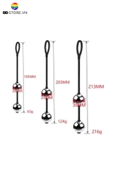 BDT3120 - Anal ball kim loại vòng dây kéo rút silicon với hai quả bi nối tiếp