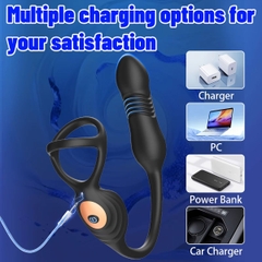 BDT3420 - Vòng đeo dương vật rung mix đầu cu có 10 chế độ và sạc điện