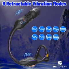 BDT3420 - Vòng đeo dương vật rung mix đầu cu có 10 chế độ và sạc điện