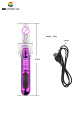 BDT343 - Dương vật giả rung thụt silicon nhánh con bướm dài 28.5cm